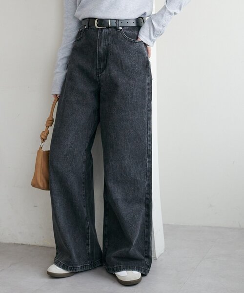 DISCOAT（ディスコート）の「【WEB限定】ポケットレースワイドパンツ（デニムパンツ・レディース・ブルー/サックスブルー/ブラック/ネイビー・FREE）」の12枚目の写真