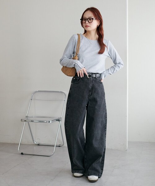 DISCOAT（ディスコート）の「【WEB限定】ポケットレースワイドパンツ（デニムパンツ・レディース・ブルー/サックスブルー/ブラック/ネイビー・FREE）」の13枚目の写真