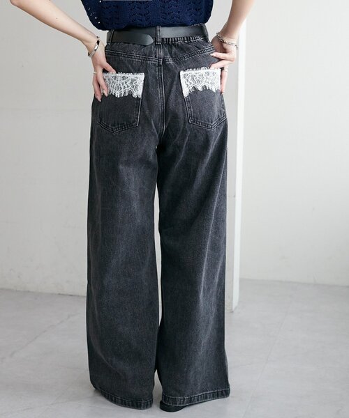 DISCOAT（ディスコート）の「【WEB限定】ポケットレースワイドパンツ（デニムパンツ・レディース・ブルー/サックスブルー/ブラック/ネイビー・FREE）」の16枚目の写真