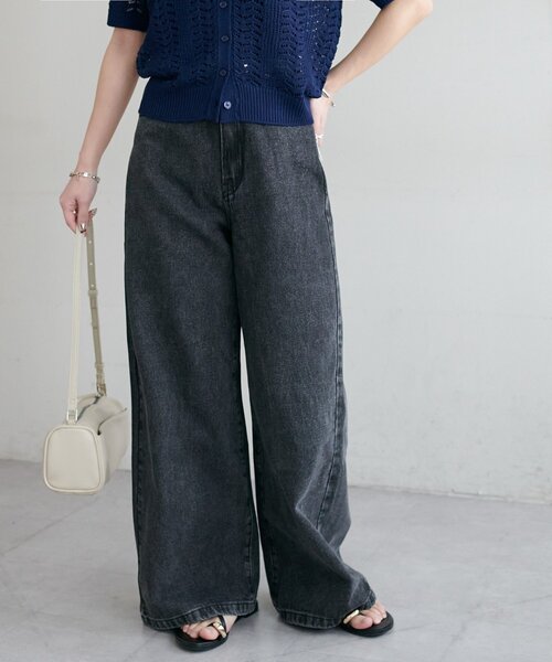 DISCOAT（ディスコート）の「【WEB限定】ポケットレースワイドパンツ（デニムパンツ・レディース・ブルー/サックスブルー/ブラック/ネイビー・FREE）」の18枚目の写真