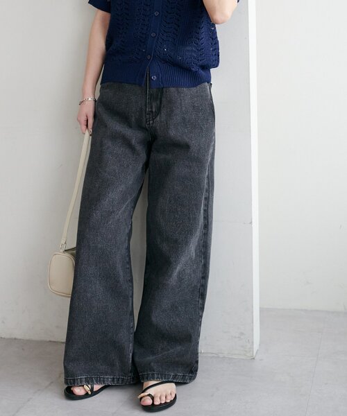 DISCOAT（ディスコート）の「【WEB限定】ポケットレースワイドパンツ（デニムパンツ・レディース・ブルー/サックスブルー/ブラック/ネイビー・FREE）」の19枚目の写真