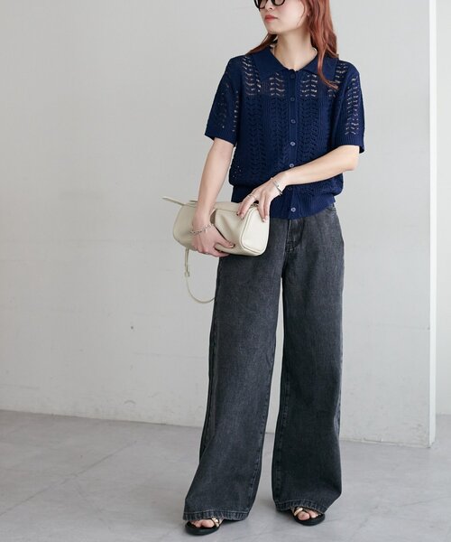 DISCOAT（ディスコート）の「【WEB限定】ポケットレースワイドパンツ（デニムパンツ・レディース・ブルー/サックスブルー/ブラック/ネイビー・FREE）」の20枚目の写真