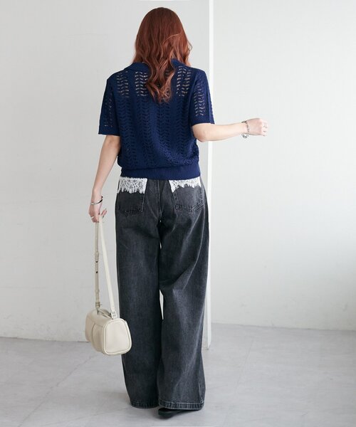 DISCOAT（ディスコート）の「【WEB限定】ポケットレースワイドパンツ（デニムパンツ・レディース・ブルー/サックスブルー/ブラック/ネイビー・FREE）」の21枚目の写真