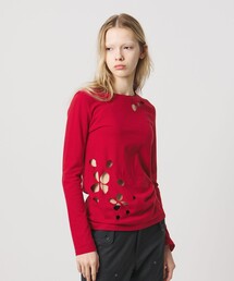 ATTISESSION（アティセッション）の「＜ATTISESSION＞フラワーモチーフ ホール ロングスリーブ Tシャツ（Tシャツ/カットソー）」