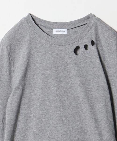 ATTISESSION(アティセッション)の「<ATTISESSION>フラワーモチーフ ホール ロングスリーブ Tシャツ(Tシャツ/カットソー・レディース・レッド/グレー系・FREE)」の11枚目の写真