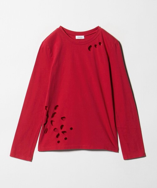 ATTISESSION(アティセッション)の「<ATTISESSION>フラワーモチーフ ホール ロングスリーブ Tシャツ(Tシャツ/カットソー・レディース・レッド/グレー系・FREE)」の7枚目の写真