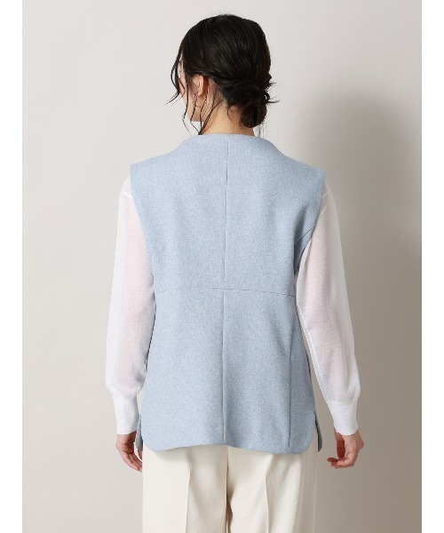 CIS.（シス）の「CIS．ノーカラージレ ウォッシャブル ストレッチ ヘリンボーン（ベスト・レディース・サックスブルー/ベージュ・36(7号)/38(9号)）」の5枚目の写真