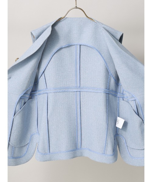 CIS.（シス）の「CIS．ノーカラージレ ウォッシャブル ストレッチ ヘリンボーン（ベスト・レディース・サックスブルー/ベージュ・36(7号)/38(9号)）」の6枚目の写真