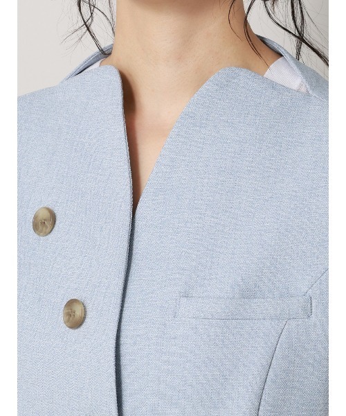 CIS.（シス）の「CIS．ノーカラージレ ウォッシャブル ストレッチ ヘリンボーン（ベスト・レディース・サックスブルー/ベージュ・36(7号)/38(9号)）」の7枚目の写真