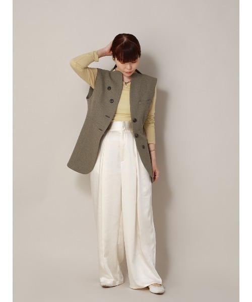 CIS.（シス）の「CIS．ノーカラージレ ウォッシャブル ストレッチ ヘリンボーン（ベスト・レディース・サックスブルー/ベージュ・36(7号)/38(9号)）」の10枚目の写真