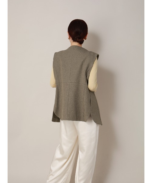 CIS.（シス）の「CIS．ノーカラージレ ウォッシャブル ストレッチ ヘリンボーン（ベスト・レディース・サックスブルー/ベージュ・36(7号)/38(9号)）」の13枚目の写真