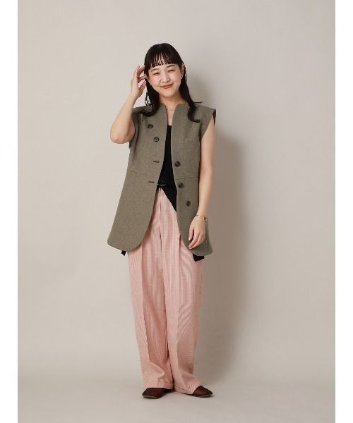 CIS.（シス）の「CIS．ノーカラージレ ウォッシャブル ストレッチ ヘリンボーン（ベスト・レディース・サックスブルー/ベージュ・36(7号)/38(9号)）」の15枚目の写真