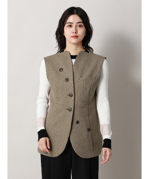 CIS.（シス）の「CIS．ノーカラージレ ウォッシャブル ストレッチ ヘリンボーン（ベスト・レディース・サックスブルー/ベージュ・36(7号)/38(9号)）」の18枚目の写真