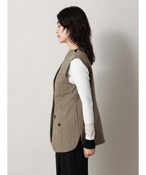 CIS.（シス）の「CIS．ノーカラージレ ウォッシャブル ストレッチ ヘリンボーン（ベスト・レディース・サックスブルー/ベージュ・36(7号)/38(9号)）」の19枚目の写真