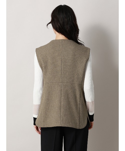 CIS.（シス）の「CIS．ノーカラージレ ウォッシャブル ストレッチ ヘリンボーン（ベスト・レディース・サックスブルー/ベージュ・36(7号)/38(9号)）」の20枚目の写真