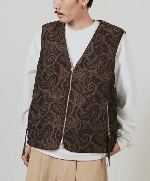 superNova.(スーパーノヴァ)の「superNova. Reversible zip vest - Paisley jacquard / SN-499(ダウンベスト・メンズ・ブラウン・FREE)」の17枚目の写真