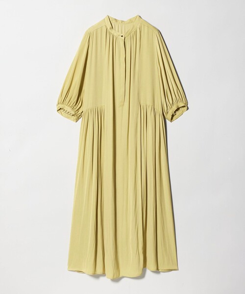 green label relaxing（グリーンレーベルリラクシング）の「サテン ギャザー ショートスリーブ ワンピース 2（ドレス・レディース・イエロー/その他1/ネイビー・FREE）」の22枚目の写真