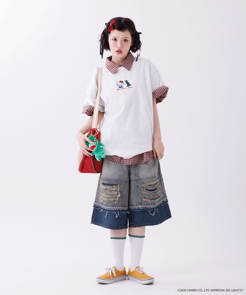 DOUBLE NAME（ダブルネーム）の「【m:rex】ハローキティコラボ BIG TEE（Tシャツ/カットソー・レディース・オフホワイト/ブラック・FREE）」の4枚目の写真