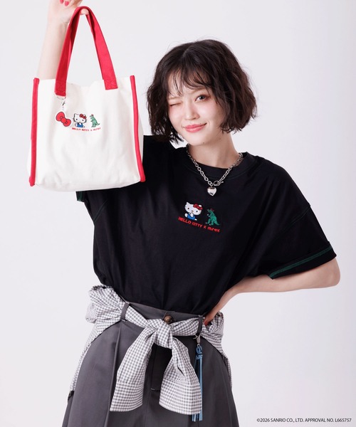 DOUBLE NAME（ダブルネーム）の「【m:rex】ハローキティコラボ BIG TEE（Tシャツ/カットソー・レディース・オフホワイト/ブラック・FREE）」の10枚目の写真