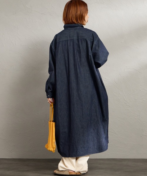 DANTON（ダントン）の「[DANTON/ダントン] ダンガリーデニム レギュラーカラー シャツワンピース（ワンピース・レディース・ブルー/ネイビー・36）」の9枚目の写真