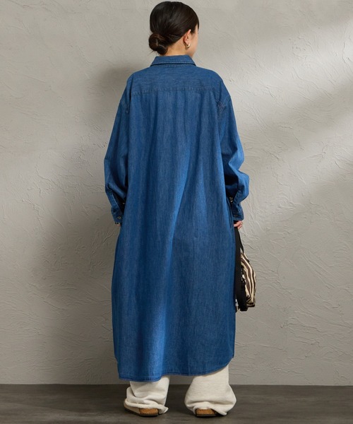 美品　DANTON デニムシャツワンピース　ダンガリー DANTON/ダントン] ダンガリーデニム レギュラーカラー シャツ