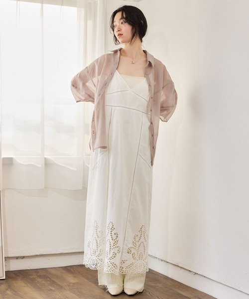 mysty woman（ミスティウーマン）の「コクーンシアーシャツSS　666023（シャツ/ブラウス・レディース・モカ/ブルー系その他/アイボリー/ブラック・FREE）」の9枚目の写真