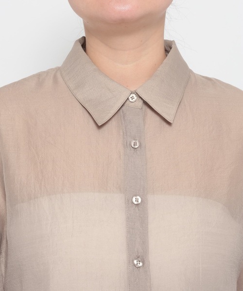 mysty woman（ミスティウーマン）の「コクーンシアーシャツSS　666023（シャツ/ブラウス・レディース・モカ/ブルー系その他/アイボリー/ブラック・FREE）」の16枚目の写真