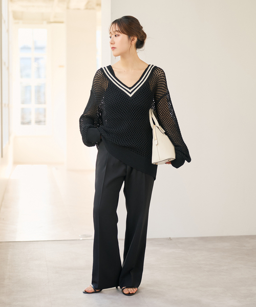 Spick & Span（スピックアンドスパン）の「ウォッシャブルセミフレアパンツ（その他パンツ・レディース・ブラック/ベージュ・38/36/34）」の3枚目の写真