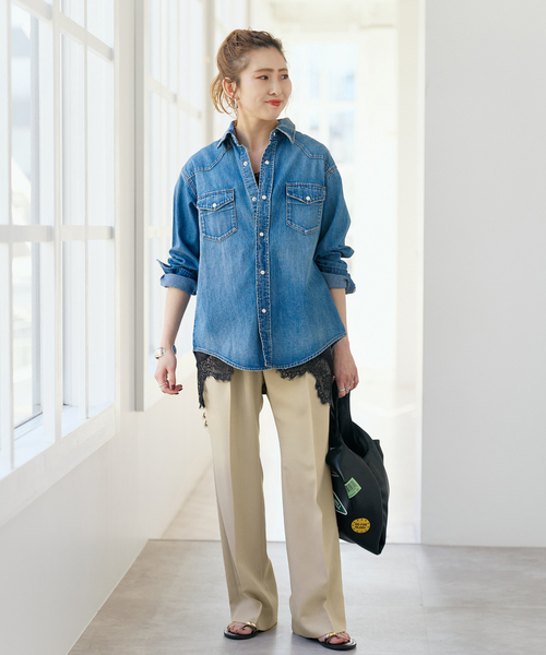 Spick & Span（スピックアンドスパン）の「ウォッシャブルセミフレアパンツ（その他パンツ・レディース・ブラック/ベージュ・38/36/34）」の4枚目の写真