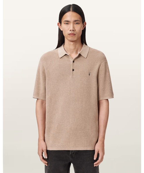 ALLSAINTS(オールセインツ)の「ASPEN WAFFLE TEXTURE RAMSKULL POLO SHIRT | ASPEN ワッフル テクスチャー ラムスカル ポロ シャツ(ポロシャツ・メンズ・グレー系その他・S/M/L)」の1枚目の写真