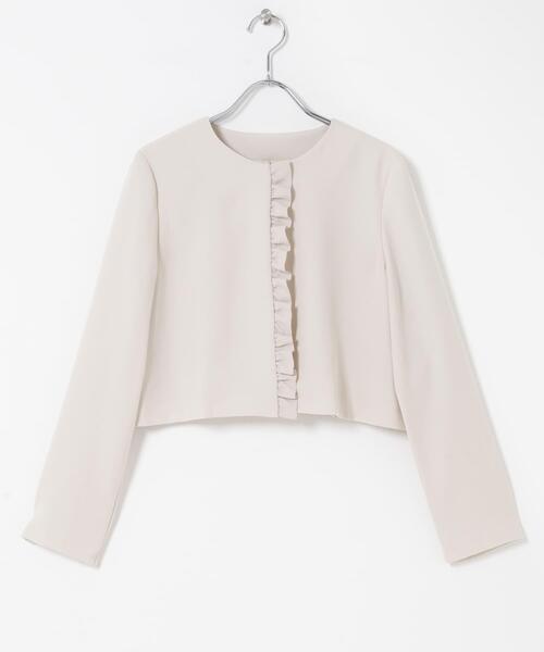 URBAN RESEARCH ROSSO WOMEN(アーバンリサーチ ロッソ)の「kaene シフォンフリルジャケット(スーツジャケット・レディース・ベージュ/ネイビー・MEDIUM)」の7枚目の写真