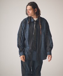 ADAMPATEK/jacquard check-stripe shirt/チェックxストライプジャガードシャツ