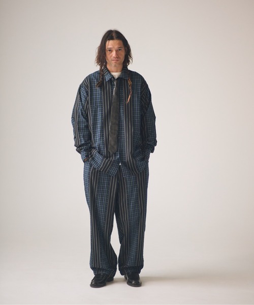 ADAM PATEK(アダムパテック)の「ADAMPATEK/jacquard check-stripe shirt/チェックxストライプジャガードシャツ(シャツ/ブラウス・メンズ・ブラック/ホワイト・1/2)」の5枚目の写真