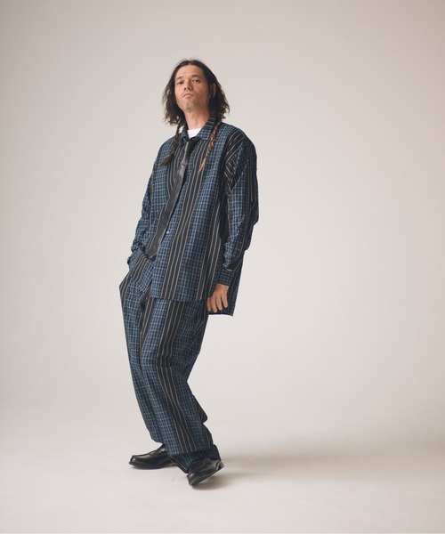 ADAM PATEK(アダムパテック)の「ADAMPATEK/jacquard check-stripe shirt/チェックxストライプジャガードシャツ(シャツ/ブラウス・メンズ・ブラック/ホワイト・1/2)」の6枚目の写真
