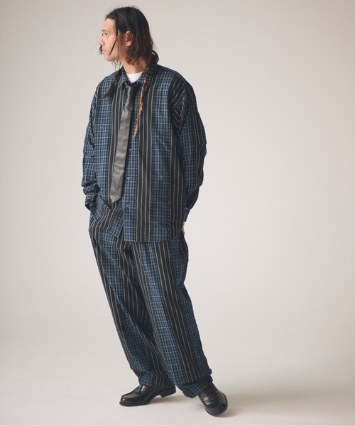 ADAM PATEK(アダムパテック)の「ADAMPATEK/jacquard check-stripe shirt/チェックxストライプジャガードシャツ(シャツ/ブラウス・メンズ・ブラック/ホワイト・1/2)」の14枚目の写真