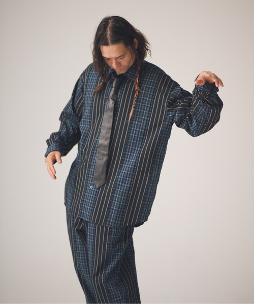 ADAM PATEK(アダムパテック)の「ADAMPATEK/jacquard check-stripe shirt/チェックxストライプジャガードシャツ(シャツ/ブラウス・メンズ・ブラック/ホワイト・1/2)」の15枚目の写真