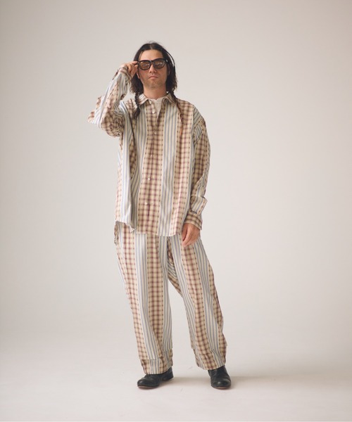 ADAM PATEK(アダムパテック)の「ADAMPATEK/jacquard check-stripe shirt/チェックxストライプジャガードシャツ(シャツ/ブラウス・メンズ・ブラック/ホワイト・1/2)」の9枚目の写真