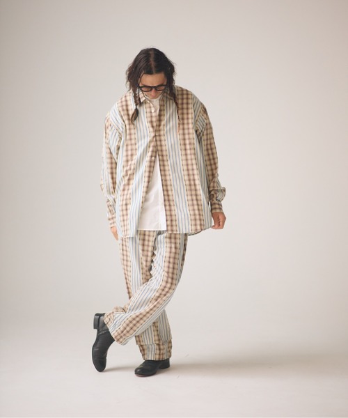 ADAM PATEK(アダムパテック)の「ADAMPATEK/jacquard check-stripe shirt/チェックxストライプジャガードシャツ(シャツ/ブラウス・メンズ・ブラック/ホワイト・1/2)」の4枚目の写真