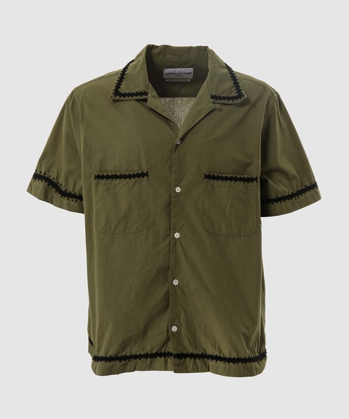 セール】Trim Embroidery Open Collar SS Shirt（シャツ/ブラウス