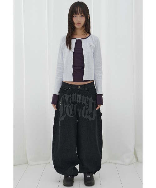 FANCY CLUB（ファンシークラブ）の「A'GEM/9 × .kom 『FANCY CLUB/ファンシークラブ』TOOTH JAM WIDE DENIM PANTS/トゥースジャムワイドデニムパンツ（デニムパンツ・レディース・カモフラージュ/ブラック・M）」の6枚目の写真