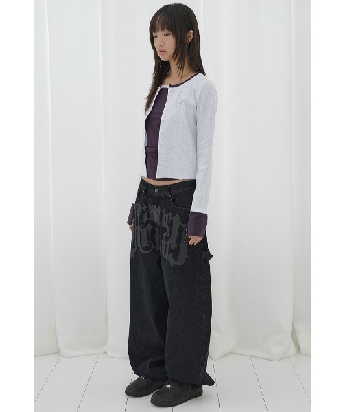 FANCY CLUB（ファンシークラブ）の「A'GEM/9 × .kom 『FANCY CLUB/ファンシークラブ』TOOTH JAM WIDE DENIM PANTS/トゥースジャムワイドデニムパンツ（デニムパンツ・レディース・カモフラージュ/ブラック・M）」の7枚目の写真