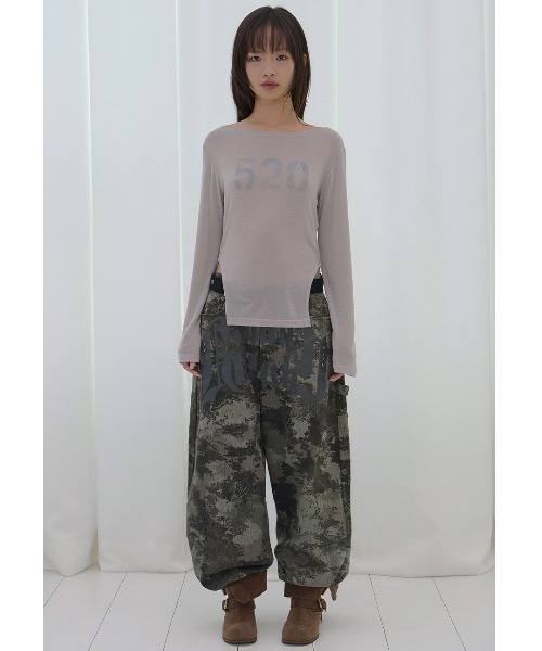 FANCY CLUB（ファンシークラブ）の「A'GEM/9 × .kom 『FANCY CLUB/ファンシークラブ』TOOTH JAM WIDE DENIM PANTS/トゥースジャムワイドデニムパンツ（デニムパンツ・レディース・カモフラージュ/ブラック・M）」の12枚目の写真