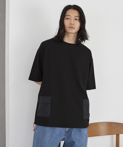 Firsthand(ファーストハンド)の「Firsthand/ファーストハンド サイドポケット スピンドル テック サーマル ショートスリーブ Tシャツ / ビッグシルエット(Tシャツ/カットソー・メンズ・ブルーグレー/ホワイト/ブラック/チャコールグレー・LARGE/MEDIUM)」の5枚目の写真