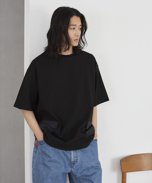 Firsthand(ファーストハンド)の「Firsthand/ファーストハンド サイドポケット スピンドル テック サーマル ショートスリーブ Tシャツ / ビッグシルエット(Tシャツ/カットソー・メンズ・ブルーグレー/ホワイト/ブラック/チャコールグレー・LARGE/MEDIUM)」の6枚目の写真