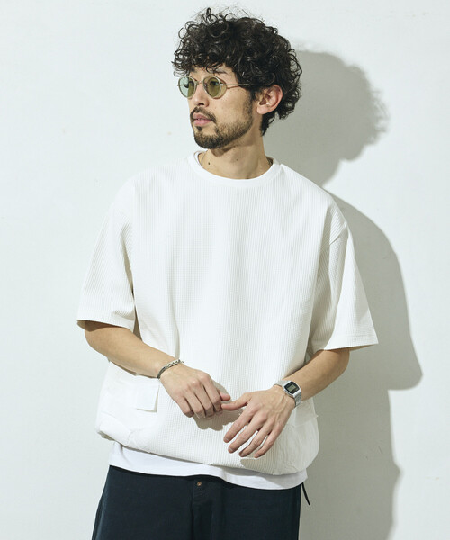 Firsthand(ファーストハンド)の「Firsthand/ファーストハンド サイドポケット スピンドル テック サーマル ショートスリーブ Tシャツ / ビッグシルエット(Tシャツ/カットソー・メンズ・ブルーグレー/ホワイト/ブラック/チャコールグレー・LARGE/MEDIUM)」の11枚目の写真