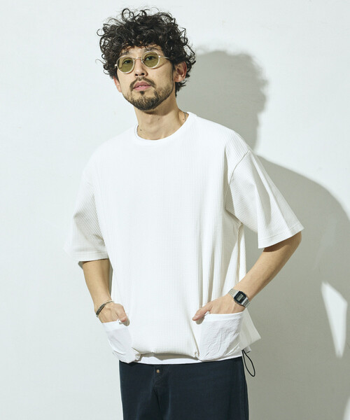 Firsthand(ファーストハンド)の「Firsthand/ファーストハンド サイドポケット スピンドル テック サーマル ショートスリーブ Tシャツ / ビッグシルエット(Tシャツ/カットソー・メンズ・ブルーグレー/ホワイト/ブラック/チャコールグレー・LARGE/MEDIUM)」の12枚目の写真