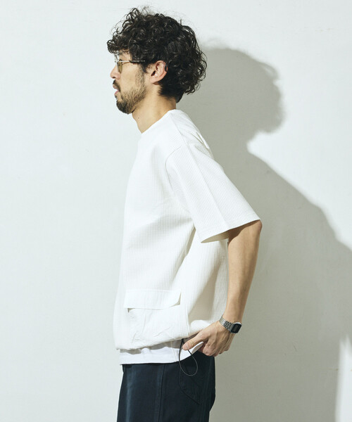 Firsthand(ファーストハンド)の「Firsthand/ファーストハンド サイドポケット スピンドル テック サーマル ショートスリーブ Tシャツ / ビッグシルエット(Tシャツ/カットソー・メンズ・ブルーグレー/ホワイト/ブラック/チャコールグレー・LARGE/MEDIUM)」の13枚目の写真