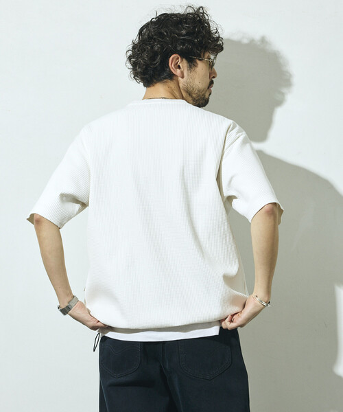 Firsthand(ファーストハンド)の「Firsthand/ファーストハンド サイドポケット スピンドル テック サーマル ショートスリーブ Tシャツ / ビッグシルエット(Tシャツ/カットソー・メンズ・ブルーグレー/ホワイト/ブラック/チャコールグレー・LARGE/MEDIUM)」の14枚目の写真