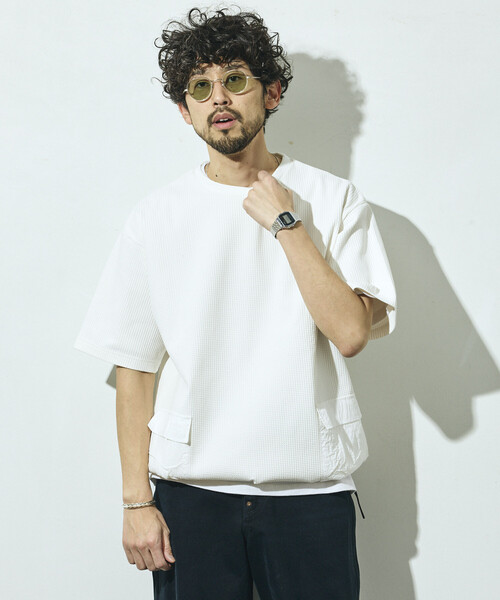 Firsthand(ファーストハンド)の「Firsthand/ファーストハンド サイドポケット スピンドル テック サーマル ショートスリーブ Tシャツ / ビッグシルエット(Tシャツ/カットソー・メンズ・ブルーグレー/ホワイト/ブラック/チャコールグレー・LARGE/MEDIUM)」の15枚目の写真