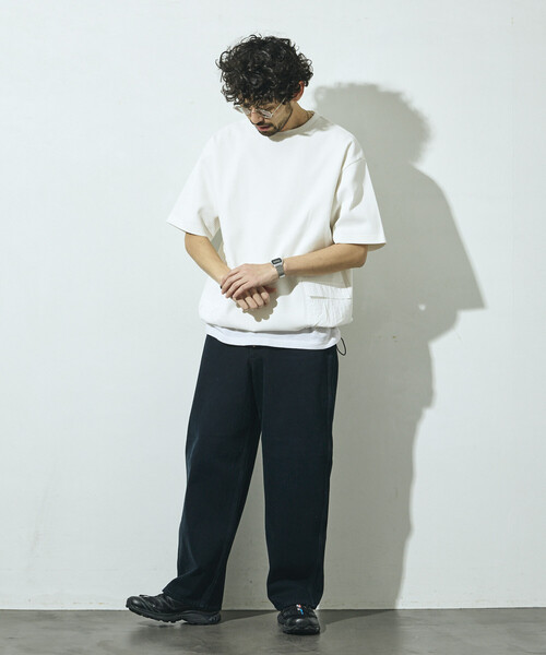 Firsthand(ファーストハンド)の「Firsthand/ファーストハンド サイドポケット スピンドル テック サーマル ショートスリーブ Tシャツ / ビッグシルエット(Tシャツ/カットソー・メンズ・ブルーグレー/ホワイト/ブラック/チャコールグレー・LARGE/MEDIUM)」の17枚目の写真